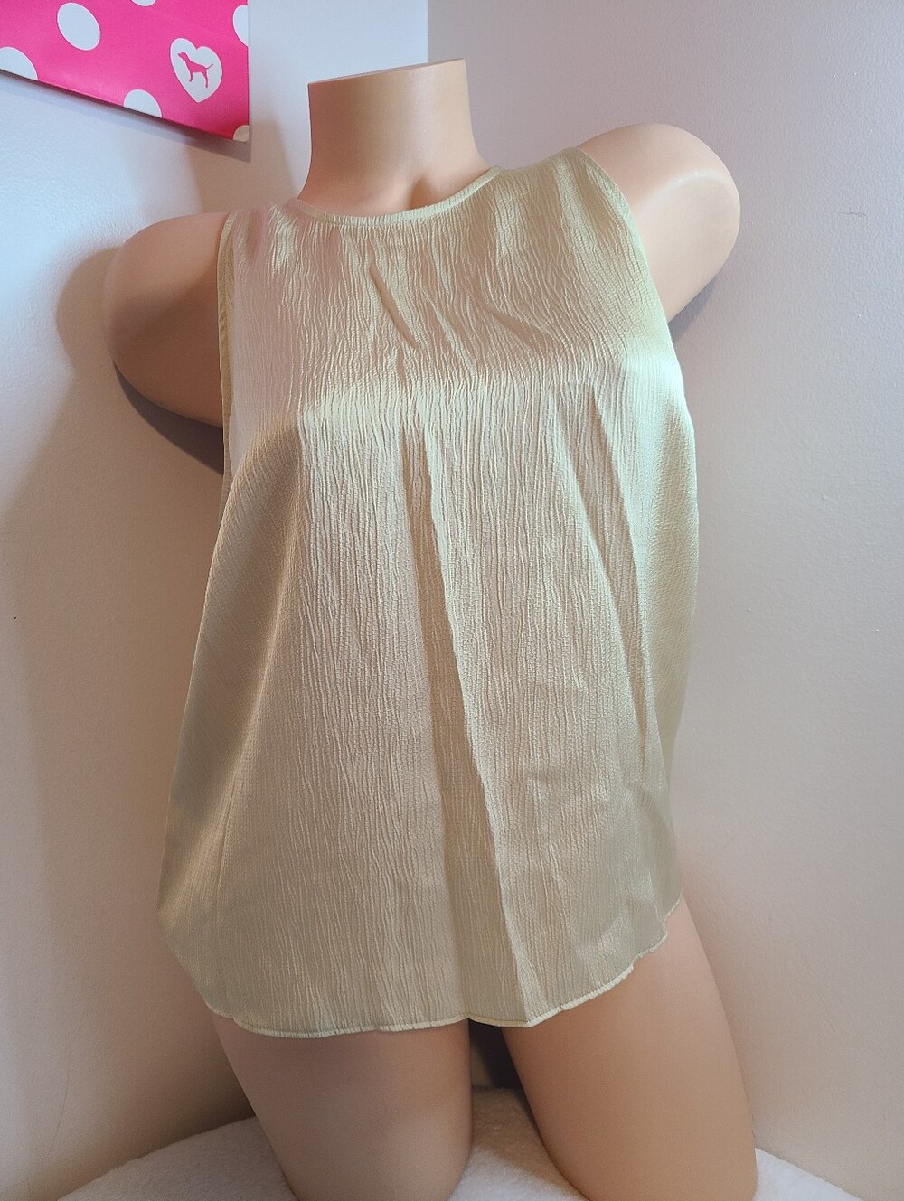 Calvin Klein Jeans Textured Satin High Neck Sleeveless Top Size M